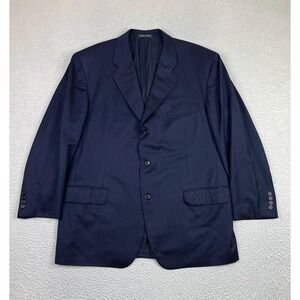 Faconnable Suit Jacket Mens 48R (EU 58R) Blue Pinstripe Wool 3 Button Made Italy